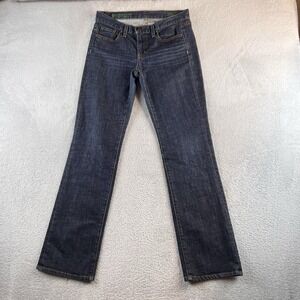 J Crew Jeans Womens 29x31 Blue Bootcut Mid Rise Dark Wash Distressed USA Made